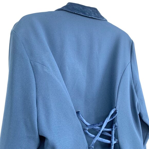 Vtg Lacy Afternoon Kepler Beaded Blazer L Light Blue Adjustable Back Pockets 80s - Picture 6 of 14